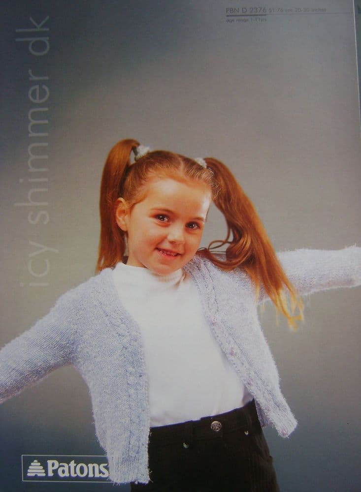 Patons 2376 Girls Cable Trim Cardigan DK Vintage Knitting Pattern – Wingora