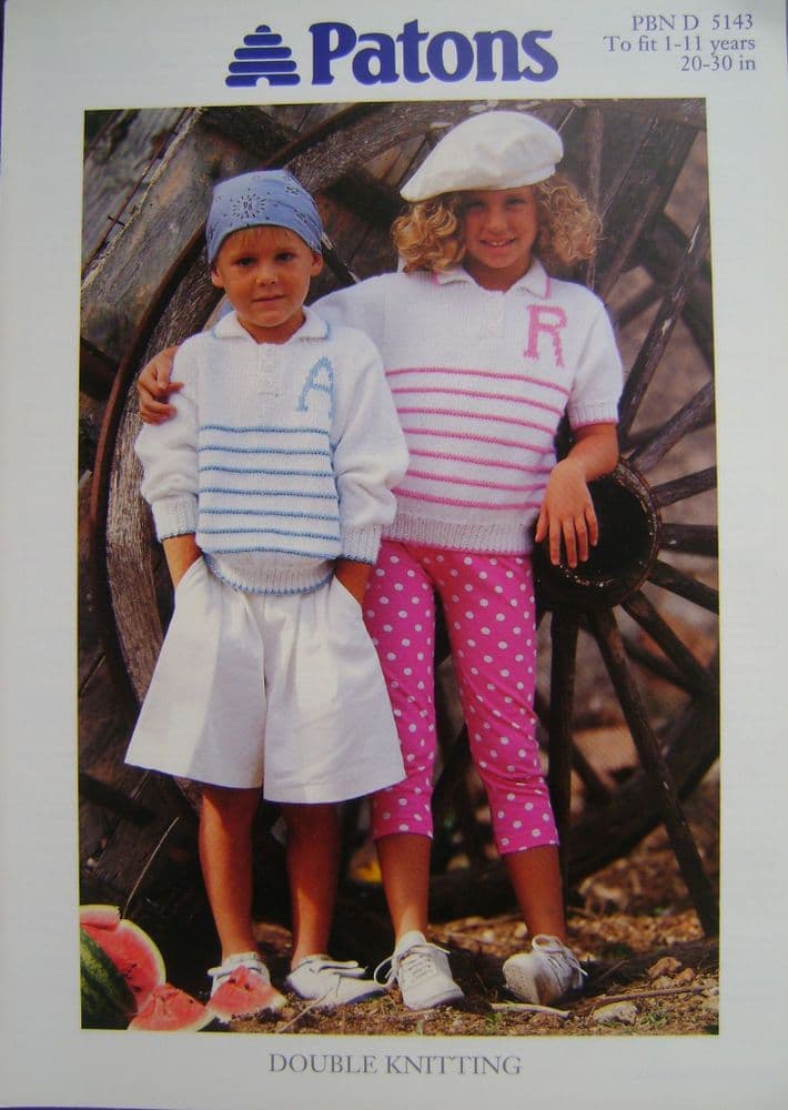 Patons 5143 Girls Collared Short Sleeve Jumper Knitting Pattern Original Leaflet | Wingora