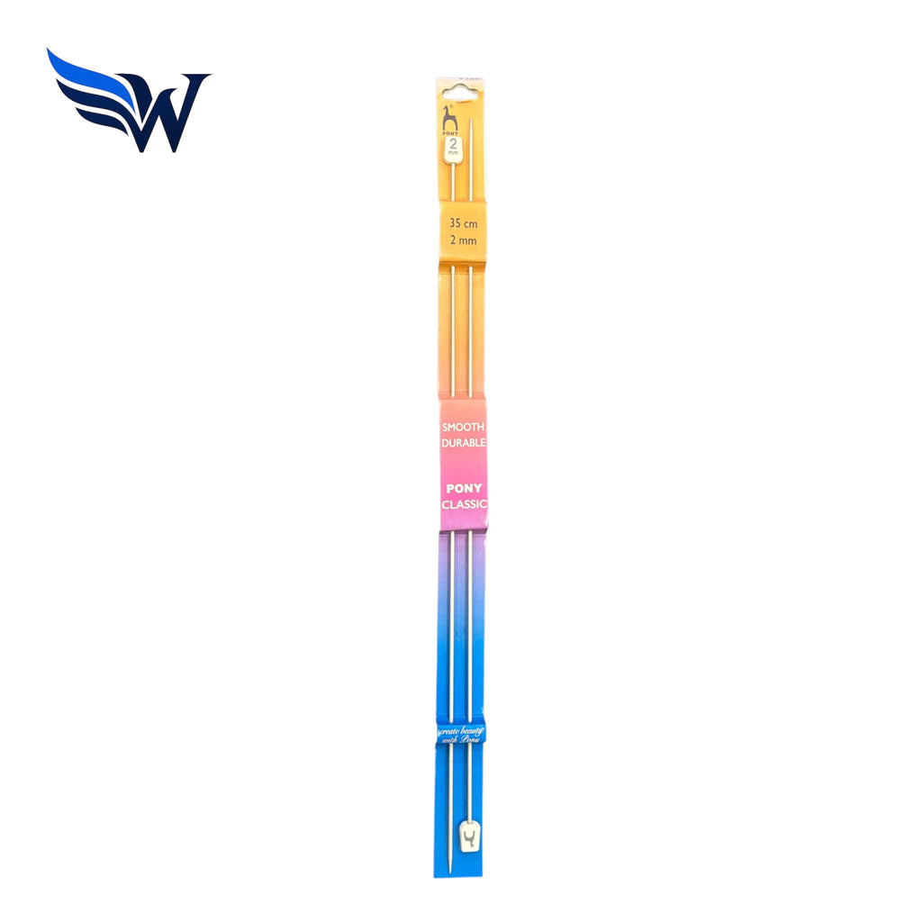 Pony Classic Knitting Needles 35cm Aluminium Single Point Needles – Choose Size 2mm, 2.25mm, 12mm & 20mm | Wingora