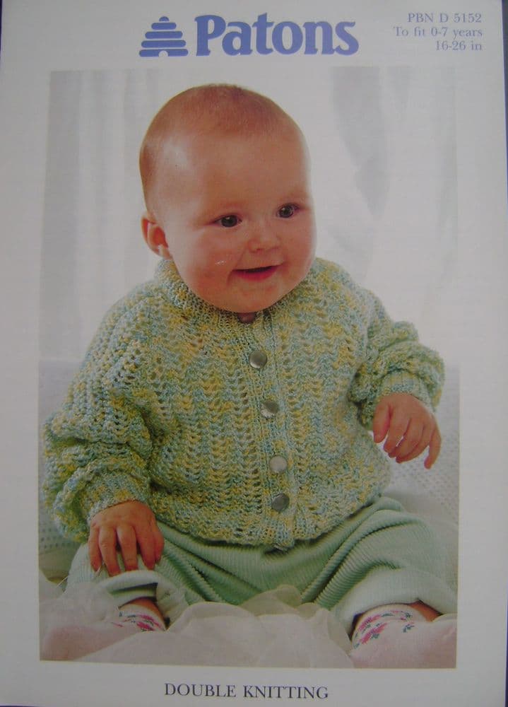 Patons 5152 Baby & Children’s Raglan Cardigan Knitting Pattern – Original Leaflet | Wingora