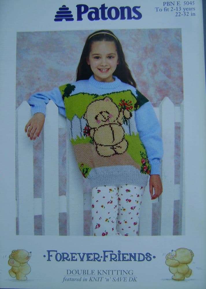 Patons 5045 Forever Friends Garden Jumper Knitting Pattern Original Leaflet | Double Knitting |Wingora