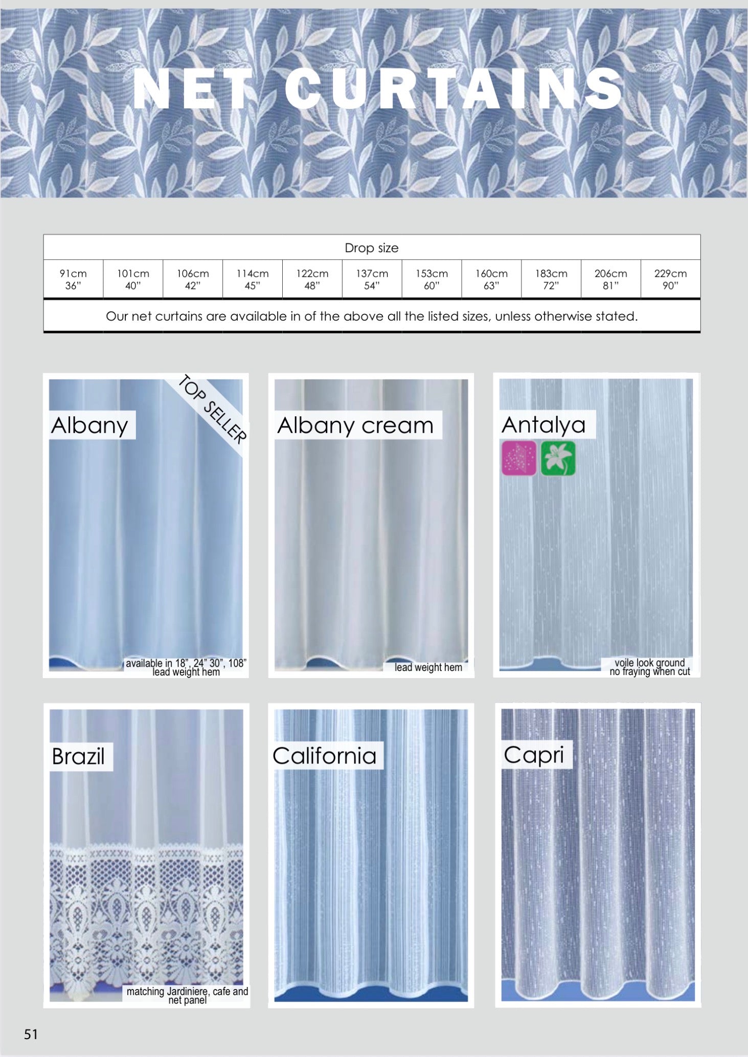 Wingora White Net Curtains – Made to Measure | Various Styles & Size | 36 Drop