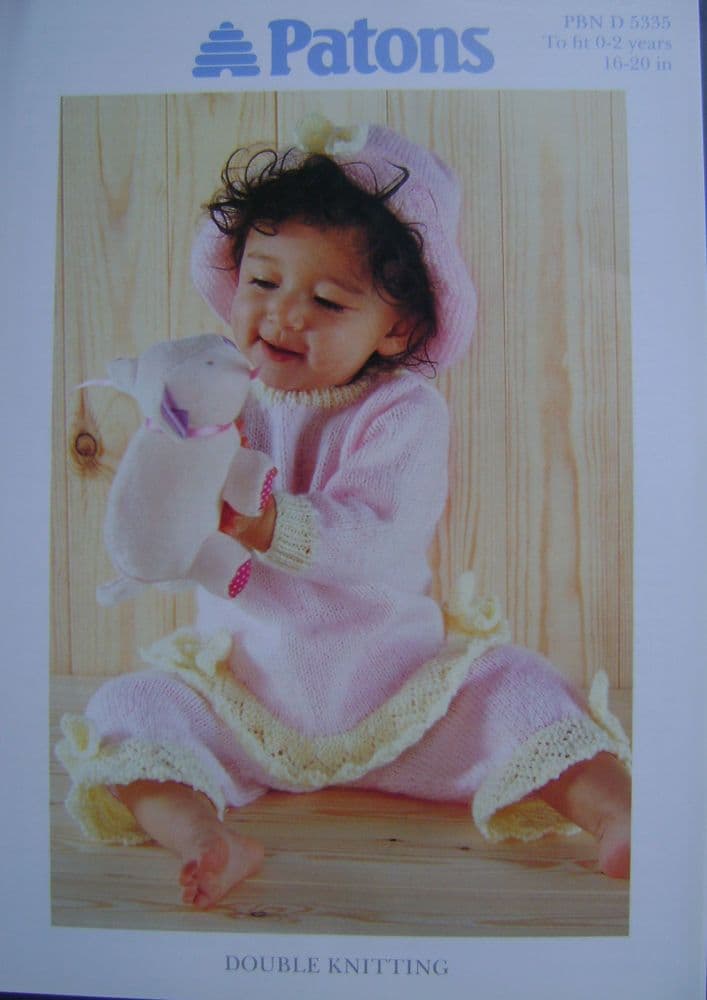 Patons 5335 Baby Tunic, Trousers & Hat Knitting Pattern – Original Leaflet | Wingora
