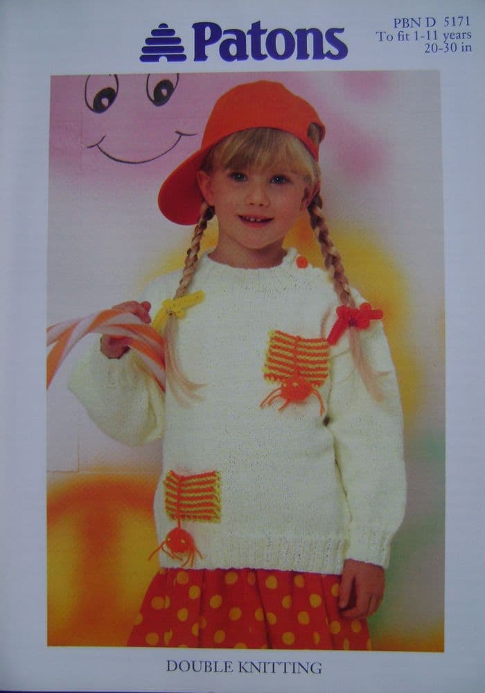 Patons 5171 Children’s Jumper Knitting Pattern – Original Leaflet | Wingora