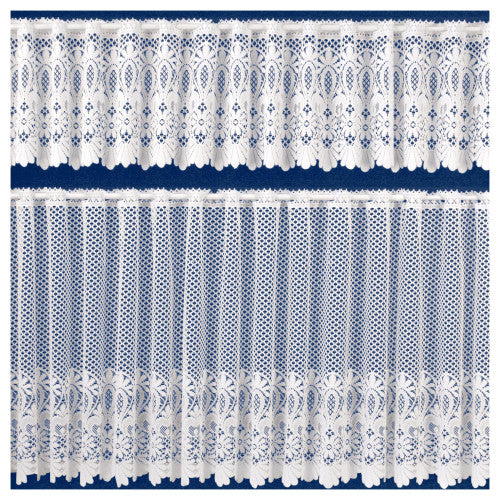Tyrone Traditional Base Lace Design Café Curtain Fabric – Plain Net Ground – 100% Polyester – Sold by the Metre