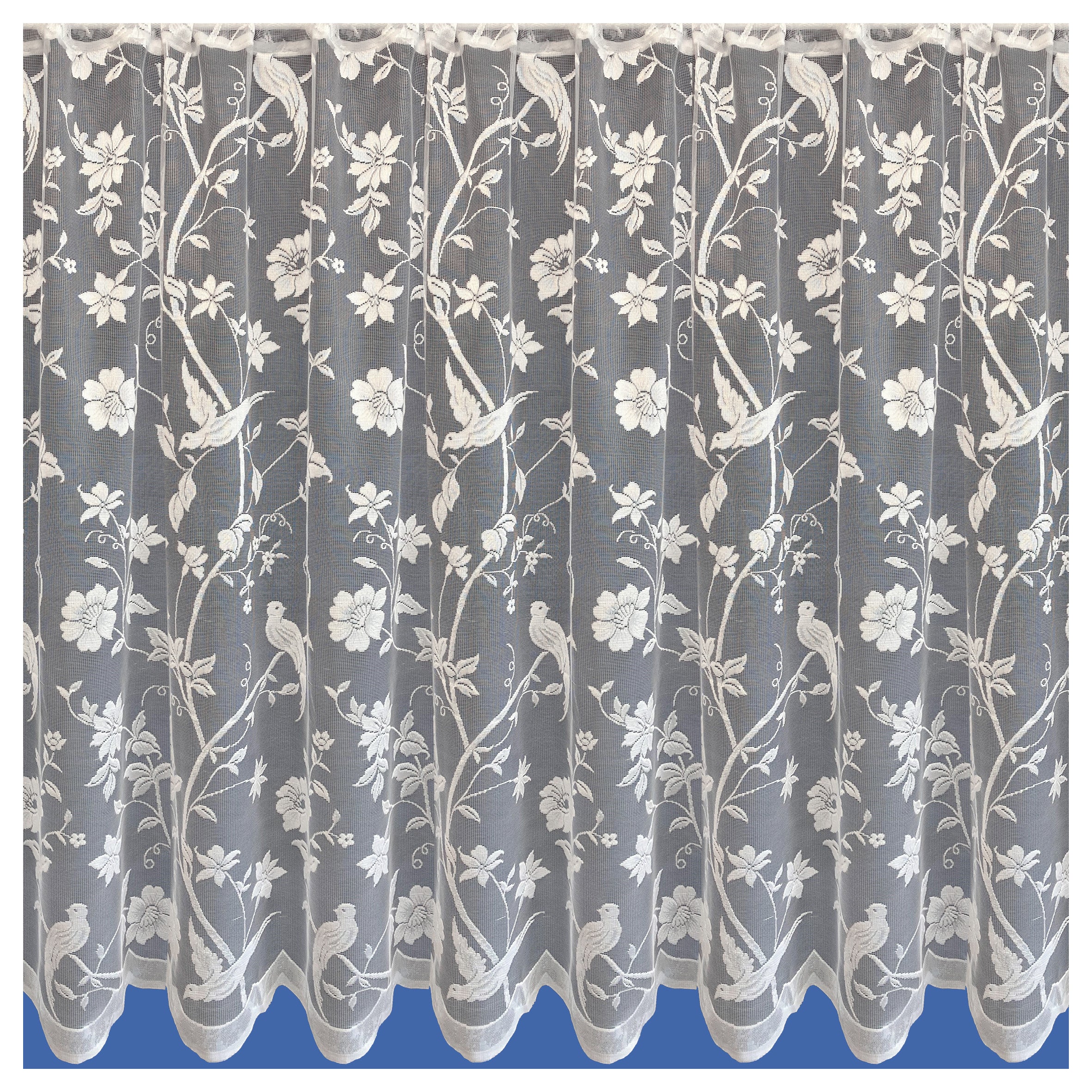 5882 Floral White Knitted Net Curtain – 36” (91cm) | Wingora